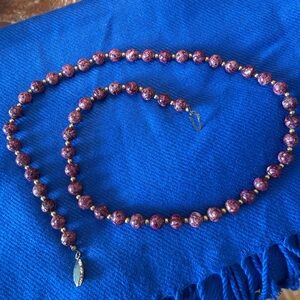 Gorgeous Vintage Natural Stone Pink/Purple/Maroon Beaded Necklace